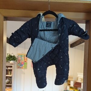 Nautica Kids Quilted Footie - Black with White Stripes